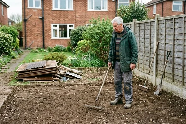 Clear garden patch after shed removal