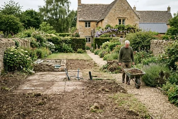 Clear garden after furniture and structure removal