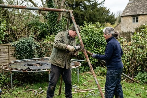 Old play equipment being dismantled