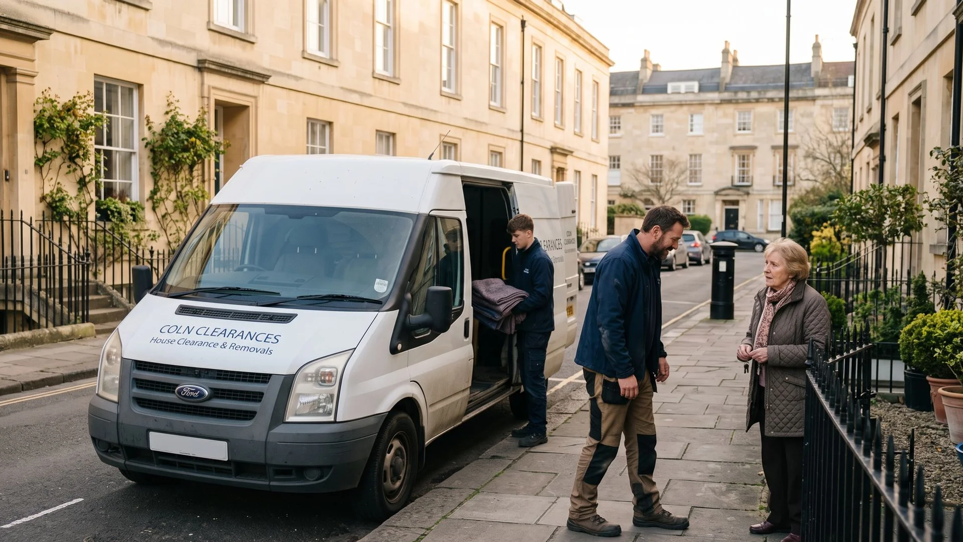A traditional Cheltenham home with a Coln Clearances team arriving for a respectful clearance